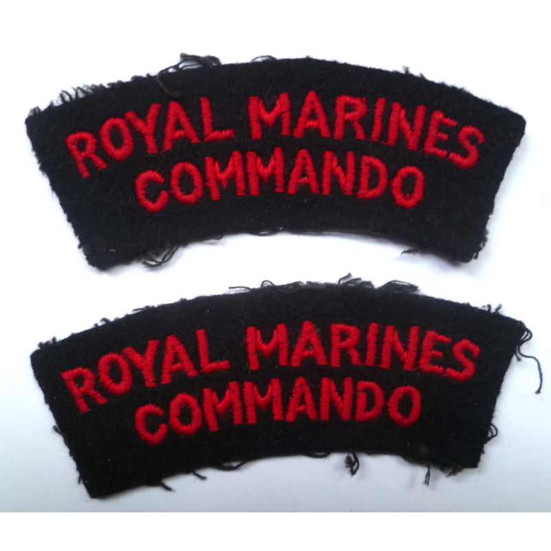 Pair Royal Marines Commando Cloth Shoulder Title - British Military Insignia