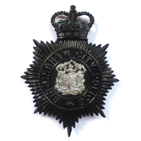 Birmingham City Police Night Duty Helmet Plate - Queen's Crown - British Police Insignia