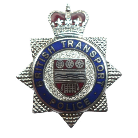 British Transport Police Enameled Cap/Hat Badge - Queen's Crown - British Police Insignia