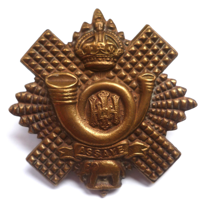 WW1 Highland Light Infantry All Brass Economy Cap/Glengarry Badge - British Military Insignia