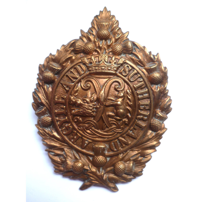 WW1 Argyll & Sutherland All Brass Economy Cap/Glengarry Badge - British Military Insignia