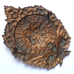 WW1 Argyll & Sutherland All Brass Economy Cap/Glengarry Badge - British Military Insignia