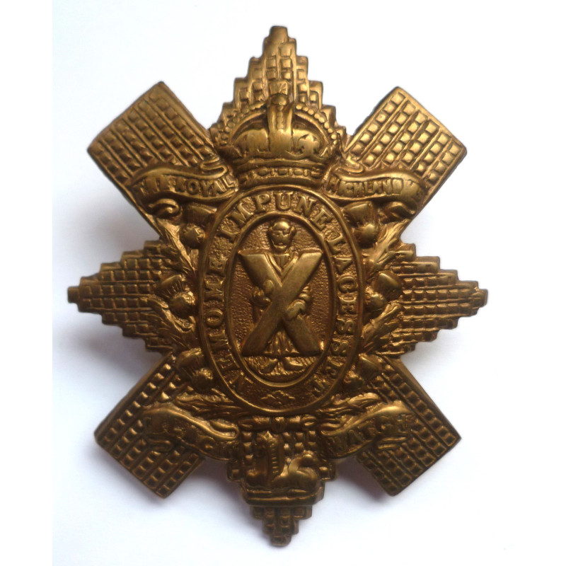 WW1 Black Watch All Brass Economy Cap/Glengarry Badge - British Military Insignia