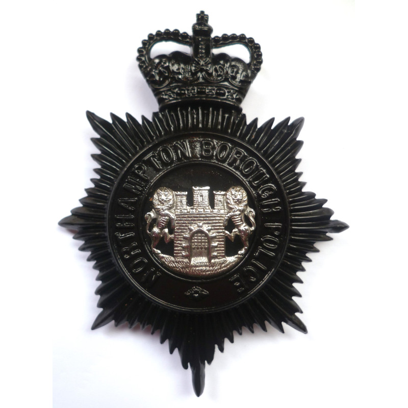 Northampton Borough Police Night Duty Helmet Plate - Queen's Crown - British Police Insignia