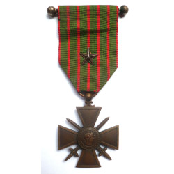 French Republic : Croix de Guerre 1914-18 Medal With Bronze Star - World War One