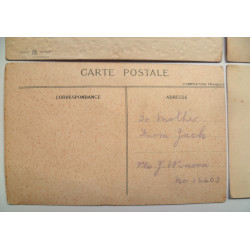 4 WW1 Silk Embroidered Postcards from Pte J Winson Leicestershire Regiment KIA - British Military Insignia