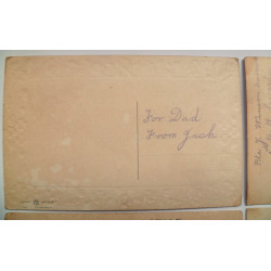 4 WW1 Silk Embroidered Postcards from Pte J Winson Leicestershire Regiment KIA - British Military Insignia