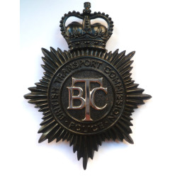 British Transport Commission Night Duty Helmet Plate - Queen's Crown - British Police Insignia