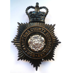 Northampton & County Constabulary Night Duty Helmet Plate - Queen's Crown - British Police Insignia