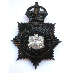 Cambridge Borough Police Night Duty Helmet Plate - King's Crown - British Police Insignia