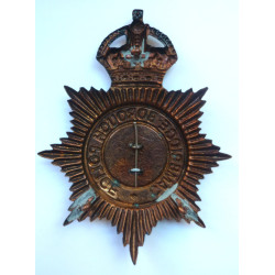 Cambridge Borough Police Night Duty Helmet Plate - King's Crown - British Police Insignia