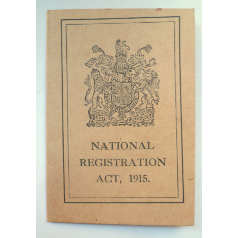 National Registration Act 1915 Certificate - British Army Insignia