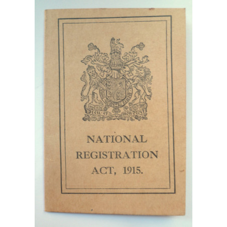 National Registration Act 1915 Certificate - British Army Insignia
