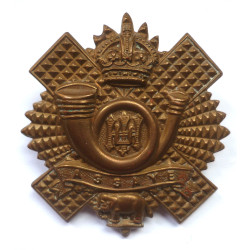 WW1 Highland Light Infantry All Brass Economy Cap Badge