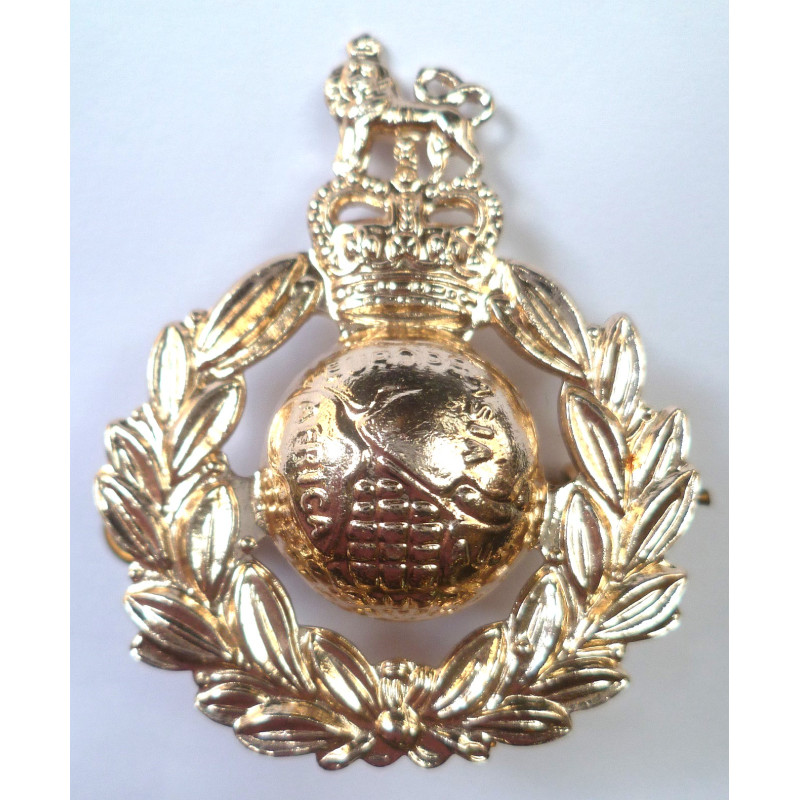 Royal Marines Staybrite Cap Badge - Queen's Crown - British Army Insignia