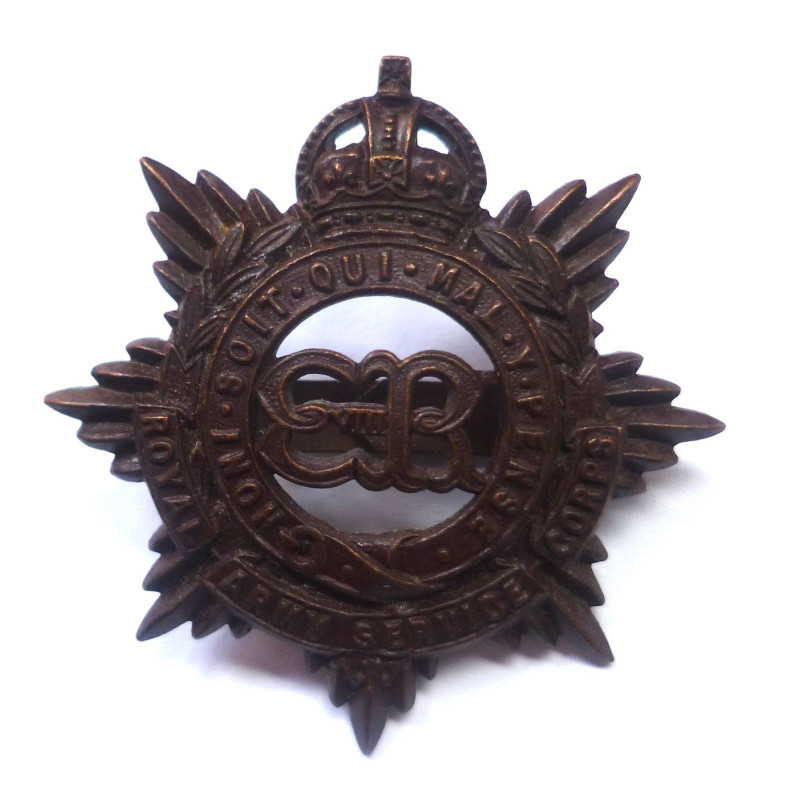 Royal Army Service Corps Bronze Officers EDVIII Cap Badge - British Army Insignia
