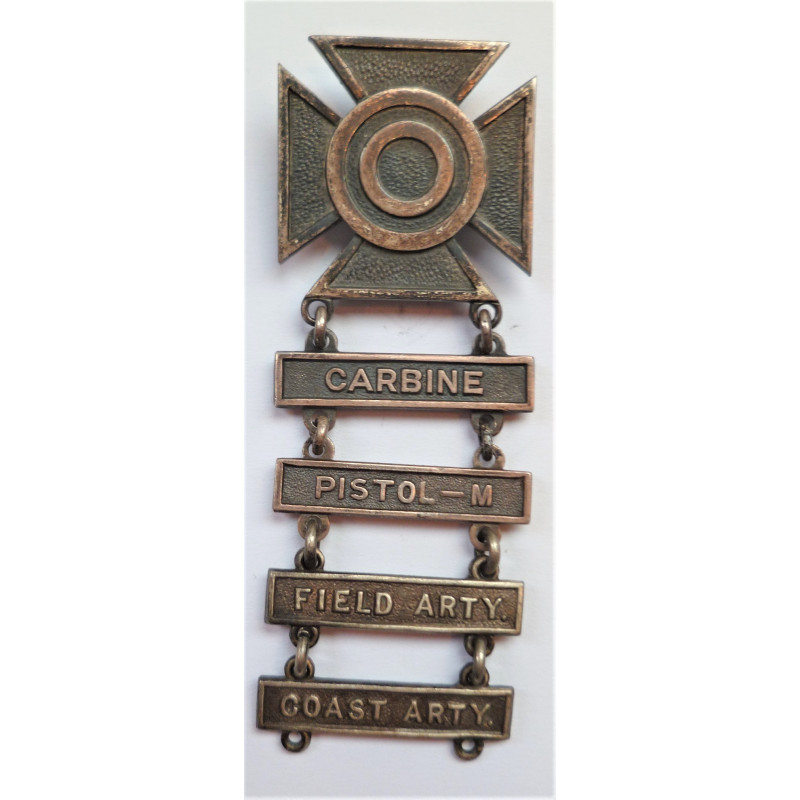 WW2 US Army Marksman Award Carbine 4 Bar Sterling Made In England