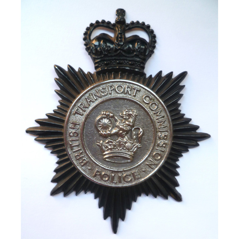 British Transport Police Police Night Duty Helmet Plate - Queen's Crown - British Police Insignia
