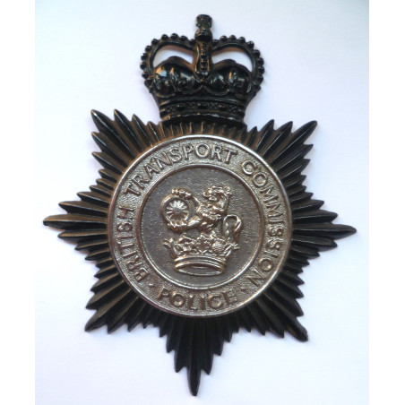 British Transport Police Police Night Duty Helmet Plate - Queen's Crown - British Police Insignia