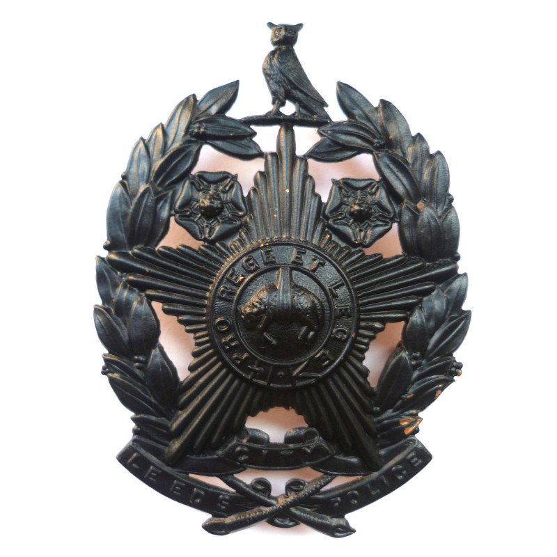 Leeds City Police Night Duty Helmet Plate - British Police Insignia