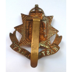 WW1 East Surrey Regiment All Brass Economy Cap Badge - British Army Insignia
