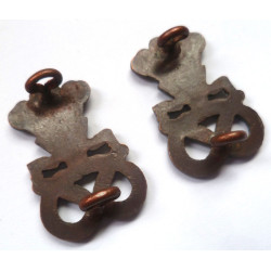 Pair North Staffordshire Regiment Officers Bronze Collars Dog/Badge - British Army Insignia