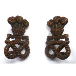 Pair North Staffordshire Regiment Officers Bronze Collars Dog/Badge - British Army Insignia