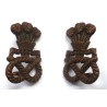 Pair North Staffordshire Regiment Officers Bronze Collars Dog/Badge - British Army Insignia