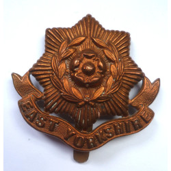 WW1 East Yorkshire All Brass Economy Cap Badge - British Army Insignia
