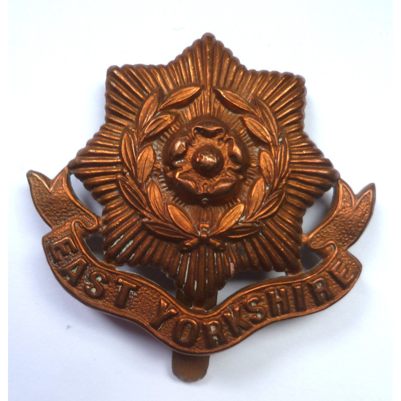 WW1 East Yorkshire All Brass Economy Cap Badge - British Army Insignia