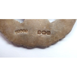 Rifle Brigade Officers Sterling Silver Cap Badge Dated 1944 - British Military Insignia