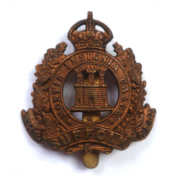 The Suffolk Regiment All Brass Economy Cap Badge - British Military Insignia