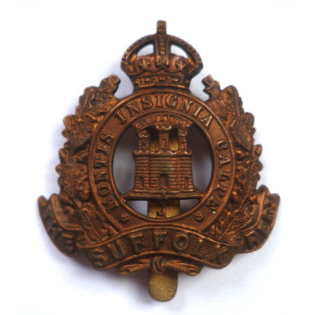 The Suffolk Regiment All Brass Economy Cap Badge - British Military Insignia