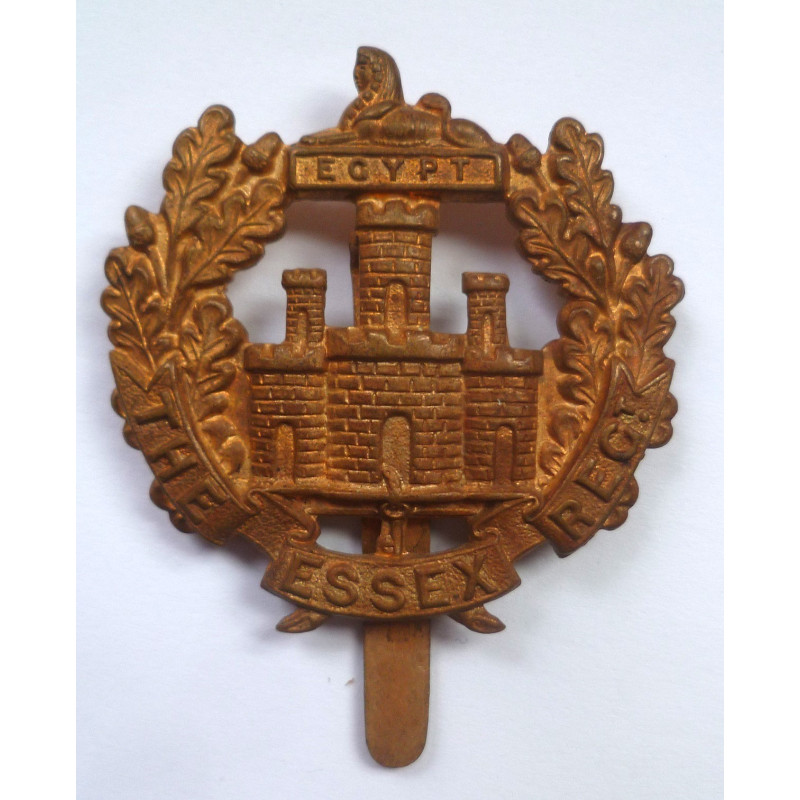 WW1 The Essex Regiment All Brass Economy Cap Badge - British Military Insignia
