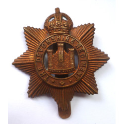 WW1 The Devonshire Regiment All Brass Economy Cap Badge - British Military Insignia