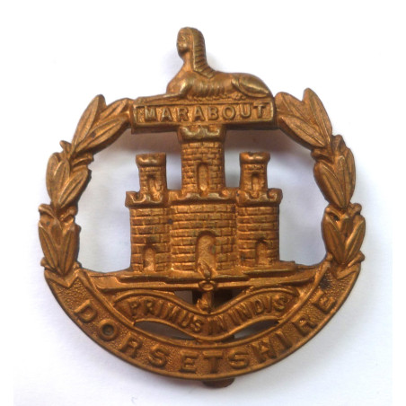 WW1 Dorsetshire Regiment All Brass Economy Cap Badge - British Military Insignia