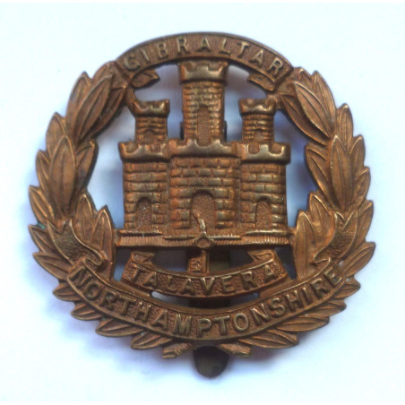 WW1 Northamptonshire Regiment All Brass Economy Cap Badge - British Military Insignia