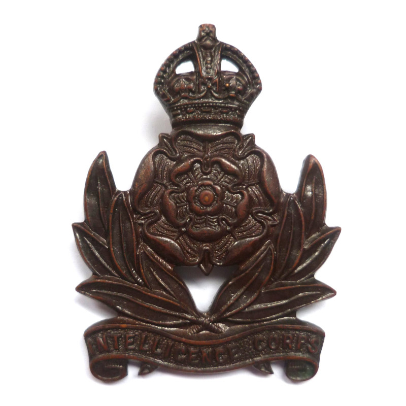 WW2 Intelligence Corps Bronze Officers Cap Badge - British Military Insignia