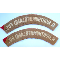 Pair Royal Northumberland Fusiliers Cloth Shoulder Title - British Military Insignia