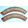 Pair Royal Northumberland Fusiliers Cloth Shoulder Title - British Military Insignia