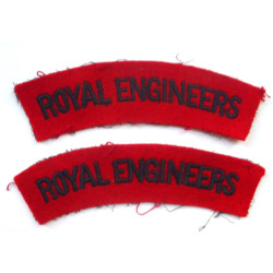 WW2 Pair Royal Engineers Cloth Shoulder Titles - British Military Insignia