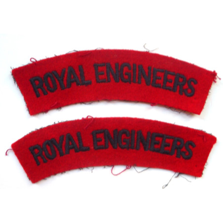 WW2 Pair Royal Engineers Cloth Shoulder Titles - British Military Insignia