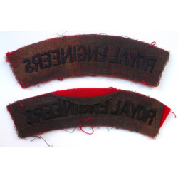 WW2 Pair Royal Engineers Cloth Shoulder Titles - British Military Insignia