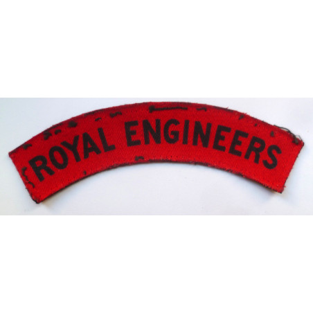 WW2 Pair Royal Engineers Printed Cloth Shoulder Title - British Military Insignia