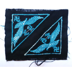WW2 German Hitler Youth Luftwaffe Flak Helper Breast Eagle Uncut Pair - Third Reich Insignia