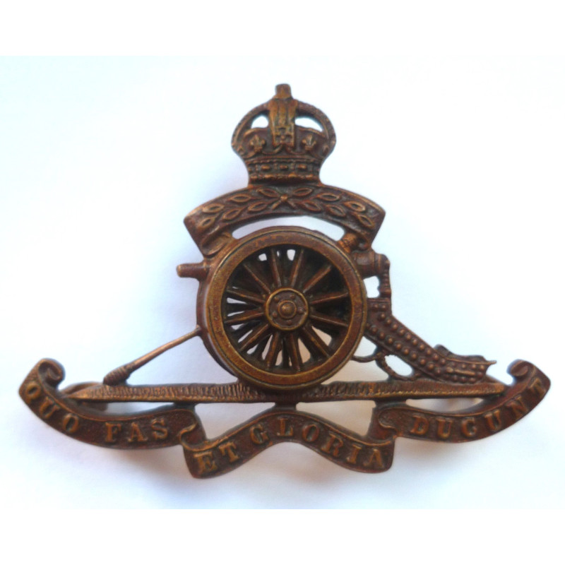Royal Artillery Territorials Officers Bronze Cap Badge - British Military Insignia