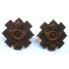 Pair Highland Light Infantry Officers Bronze Collar Badges - British Military Insignia