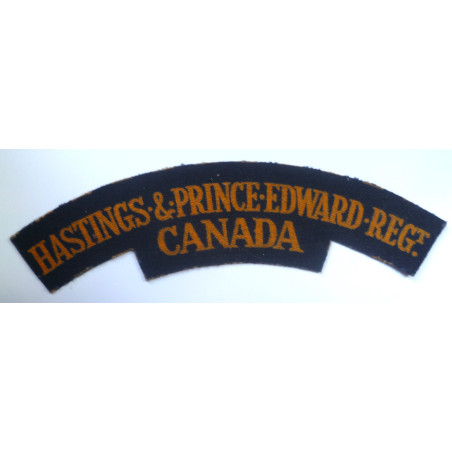 WW2 Hastings & Prince Edward Regiment Canada Printed Shoulder Title