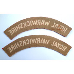 Pair Royal Warwickshire Cloth Shoulder Titles - British Military Insignia