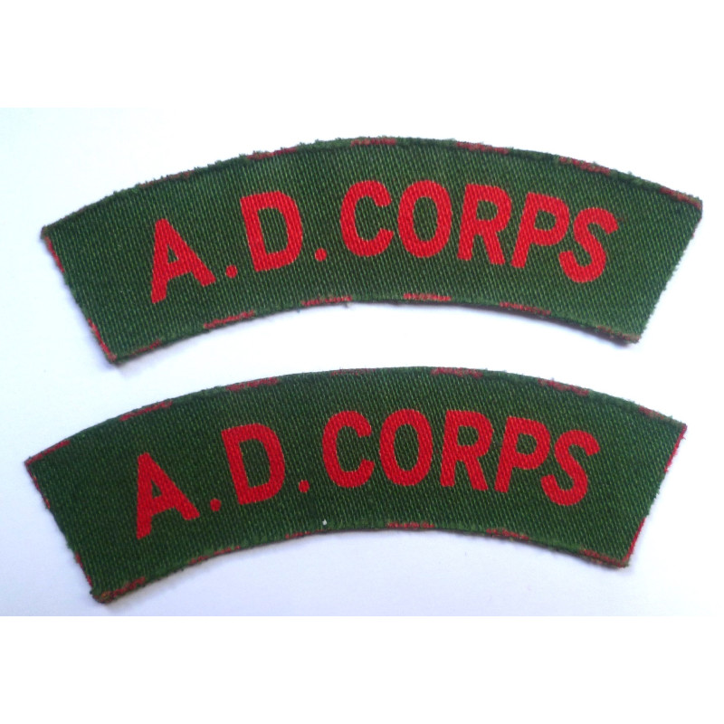 Pair Army Dental Corps Printed Cloth Shoulder Titles - British Military Insignia